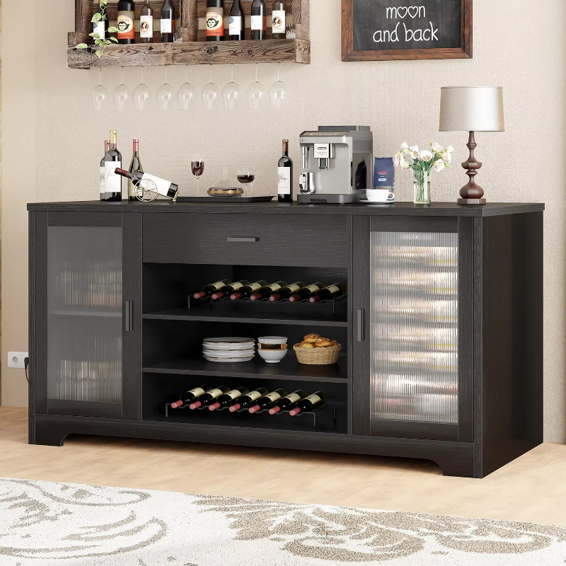 Commercial Kitchen Rack - Wooden wine family bar cabinet with