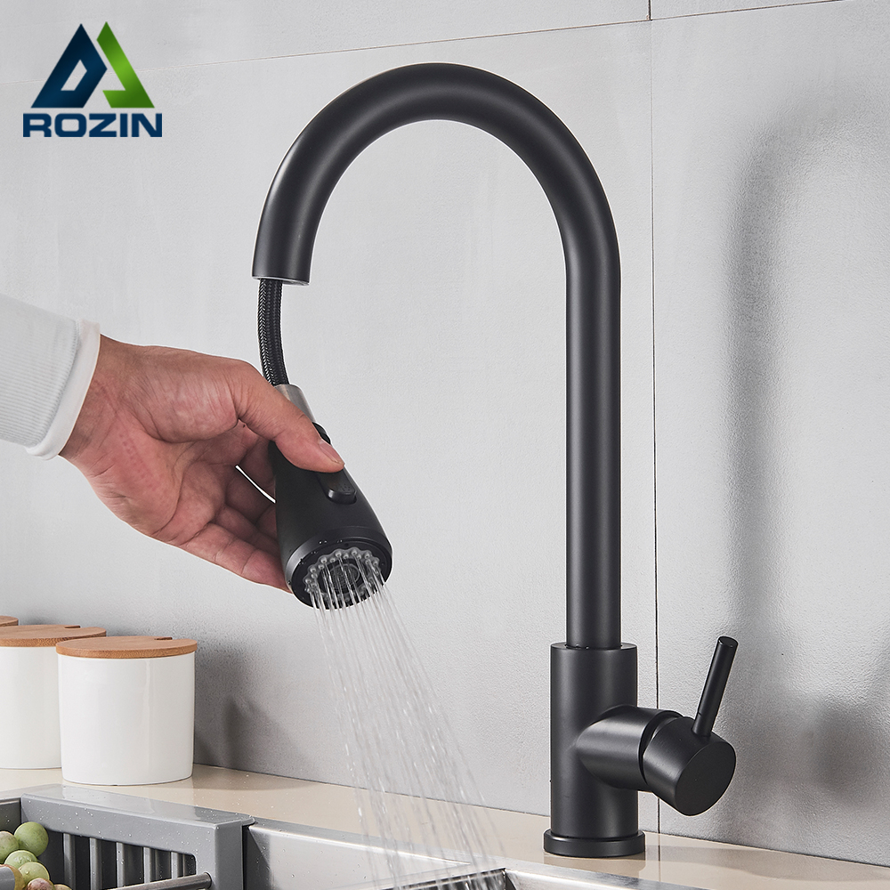 Commercial Kitchen Faucet - Rozin Black Kitchen Faucet Single Hole