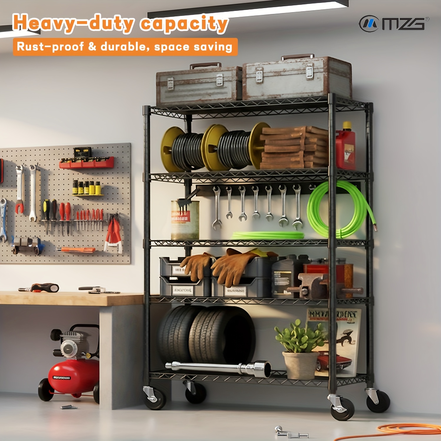 Commercial Kitchen Rack - MZG Heavy-Duty Adjustable 5/4 Shelf Metal