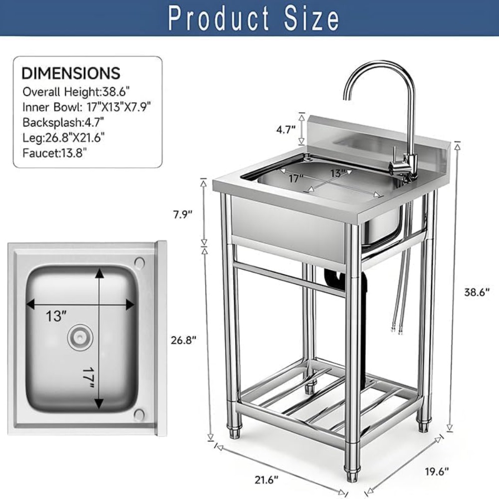 Stainless Steel Utility Sink w - đánh giá và giá Commercial Kitchen Faucet
