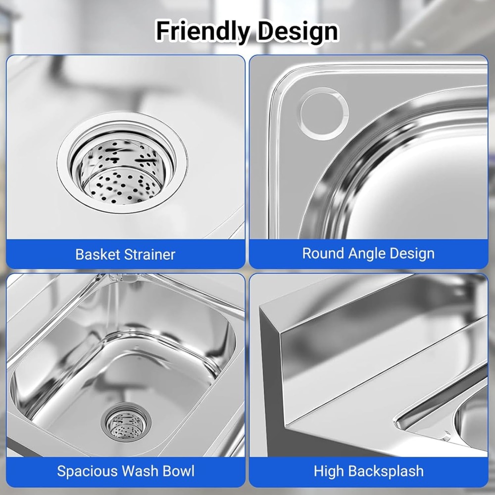 Stainless Steel Utility Sink w - đánh giá và giá Commercial Kitchen Faucet