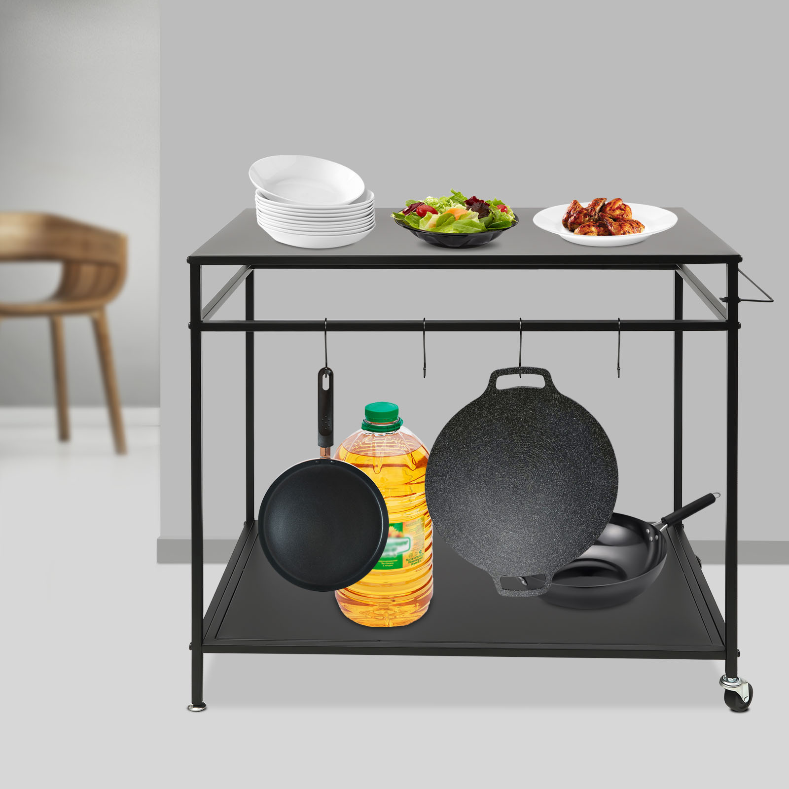 Double-Shelf Movable Cooking T - đánh giá và giá Commercial Kitchen Rack