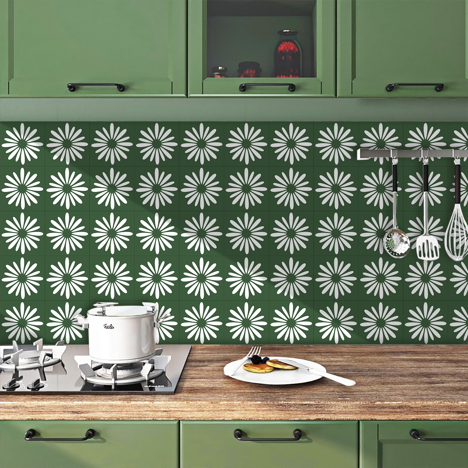 10pcs Green Daisy Matte Surfac - đánh giá và giá Commercial Kitchen Tiles