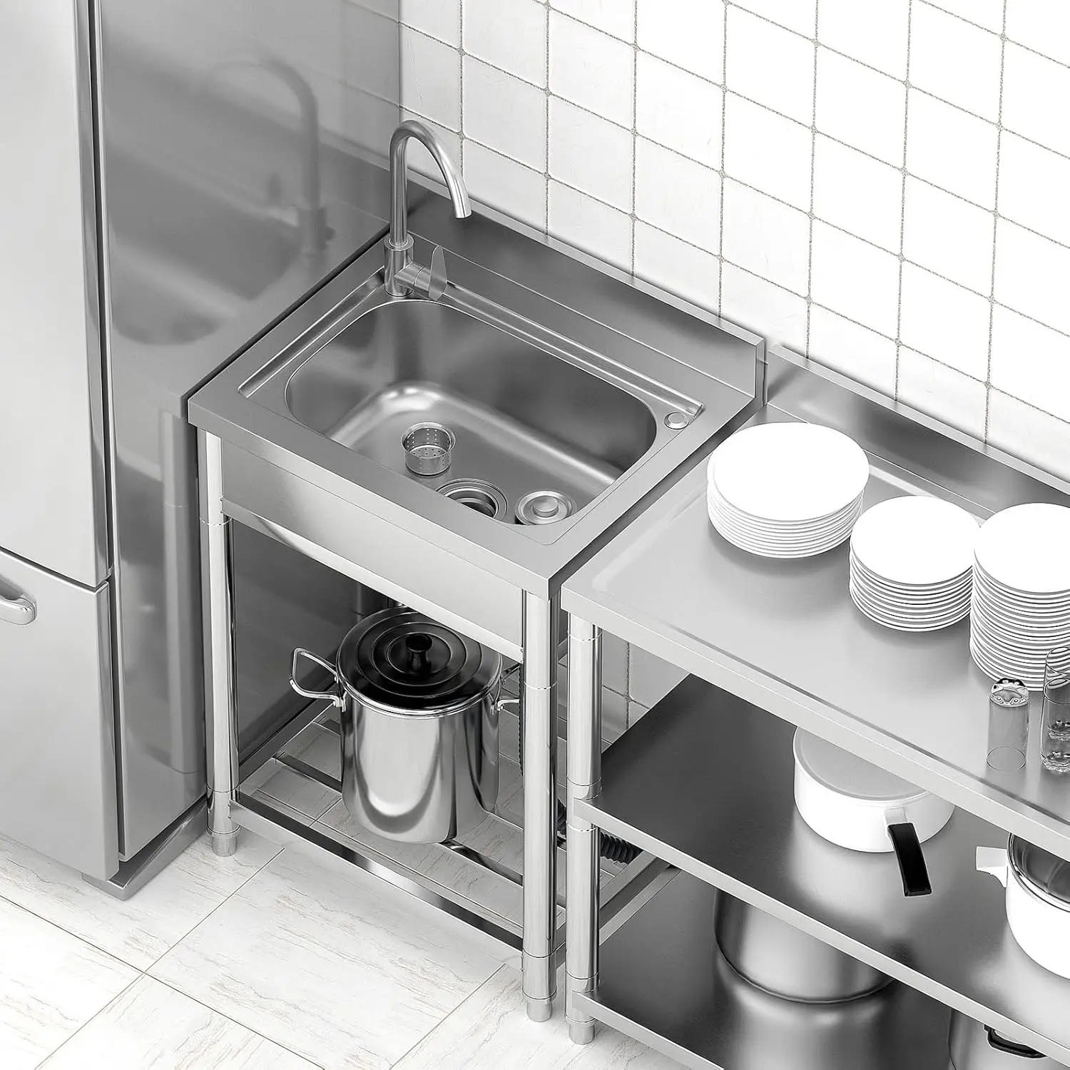 Free Standing Stainless-Steel  - đánh giá và giá Commercial Kitchen Faucet