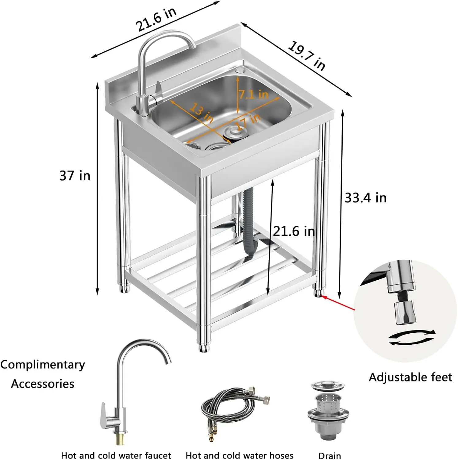 Free Standing Stainless-Steel  - đánh giá và giá Commercial Kitchen Faucet
