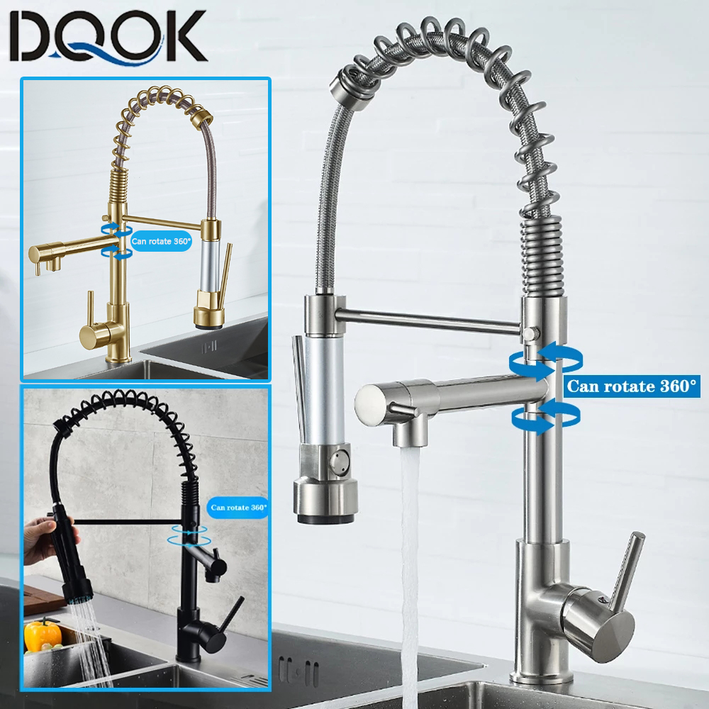 DQOK Black Brushed Spring Pull - đánh giá và giá Commercial Kitchen Faucet