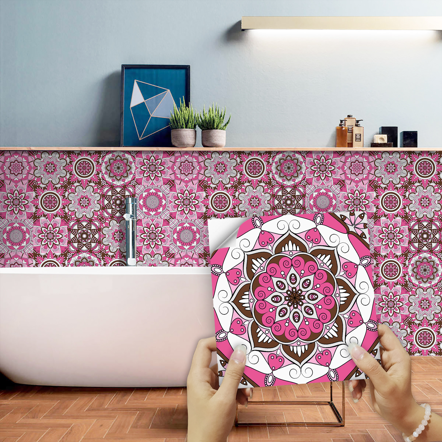 Pink Mandala Vintage Decor Til - đánh giá và giá Commercial Kitchen Tiles