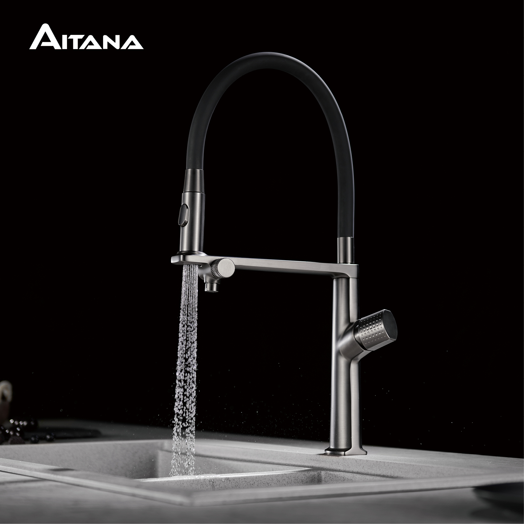 Luxury gun gray brass kitchen  - đánh giá và giá Commercial Kitchen Faucet